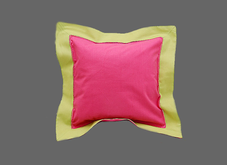 Baby Hemstitch Pillow Sham. Hot Pink & Hot Green border
